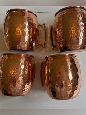 4 Moscow Mule, ginger beer copper & stainless mugs